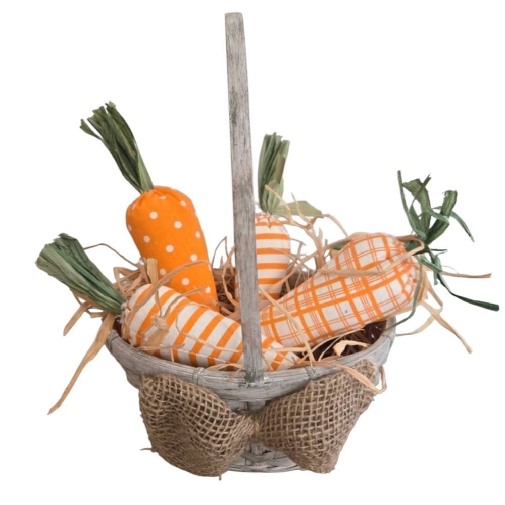 Handmade Rustic Orange Carrot Basket Spring Decor